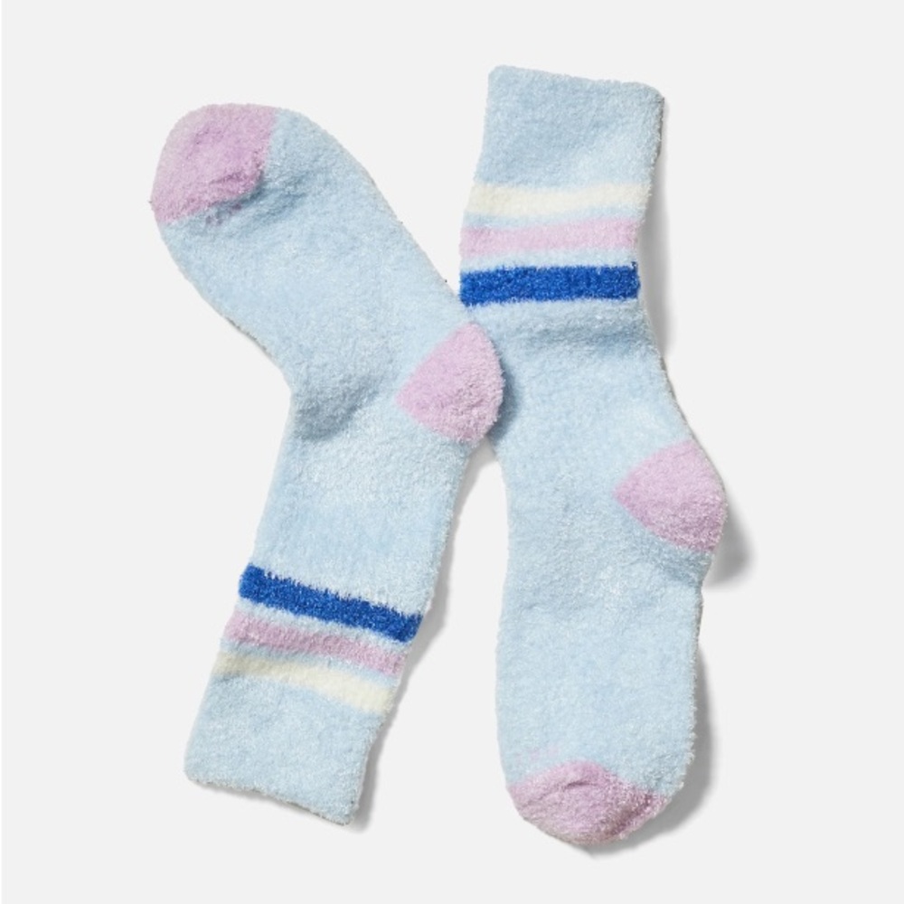 Marine Layer Unisex Fuzzy / Boots pair of socks Blue stripes One Size